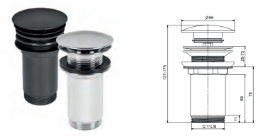KOREK KLIK 1 1/4'' BEZ PRZELEWU DUŻY MOSIĄDZ CHROM