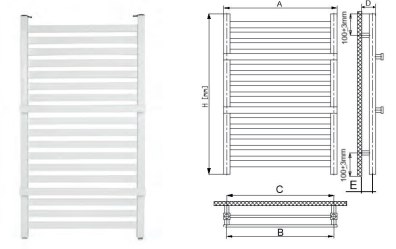 GRZEJNIK ŁAZIENKOWY GR1-KW1 530x1150 570W