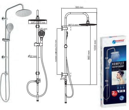 NATRYSK SLIM Z DESZCZOWNICĄ 225mm