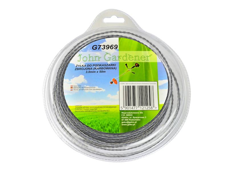 ŻYŁKA DO PODKASZARKI ZBROJONA KARBOWA. 3,0mm x 50m