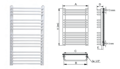 GRZEJNIK ŁAZIENKOWY GR1 550X1350 813W BIAŁY