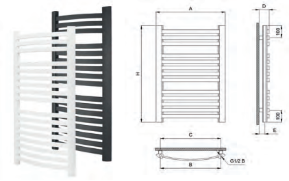 GRZEJNIK ŁAZIENKOWY GR3 400x800 282W BIAŁY