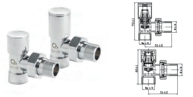 ZESTAW ZAWORÓW GRZEJNIKOWYCH KĄTOWY BIAŁY