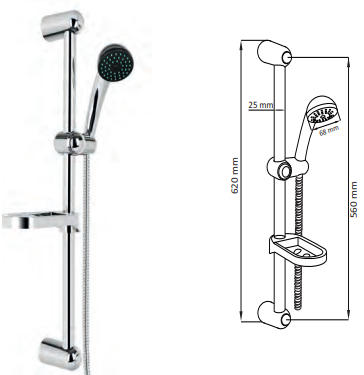 ZESTAW NATRYSKOWY ROMA Z MYDEL.1-BIEGOWY CHROM