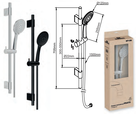ZESTAW NATRYSKOWY COMO 1-BIEGOWY  CHROM