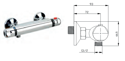 BATERIA TERMOSTATYCZNA NATR.BARBADOS CLASSIC CHROM