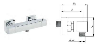 BATERIA TERMOSTATYCZNA NATR.BARBADOS CUBIC CHROM