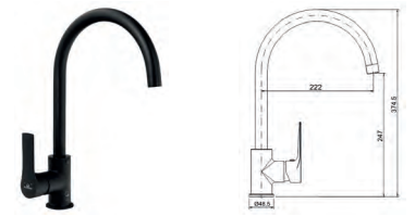 BATERIA ZLEWOZMYWAKOWA STOJĄCA BORNEO CZARNA