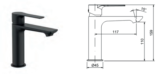 BATERIA UMYWALKOWA STOJĄCA BORNEO CZARNA