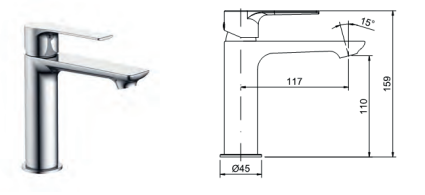 BATERIA UMYWALKOWA STOJĄCA BORNEO CHROM