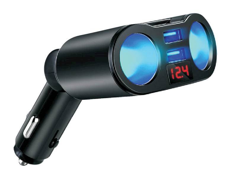 Rozgałęźnik gniazda zapalniczki 2gn. + 2USB GGW