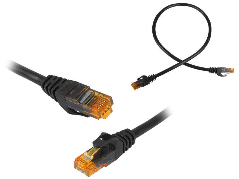 Patchcord RJ45 kat.6 UTP 0,5m czarny