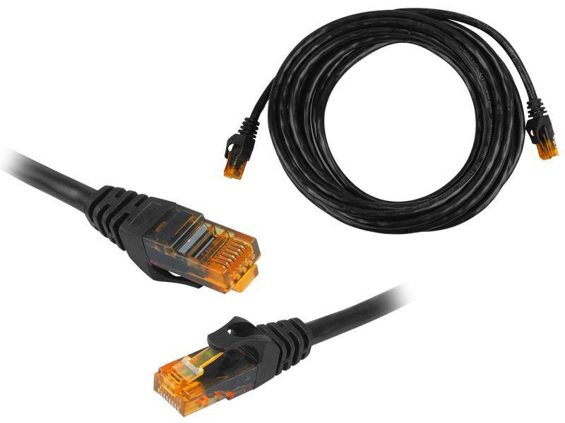 Patchcord RJ45 kat.6 UTP 5m czarny