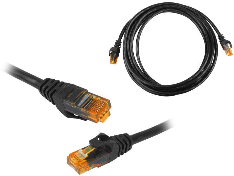 Patchcord RJ45 kat.6 UTP 3m czarny