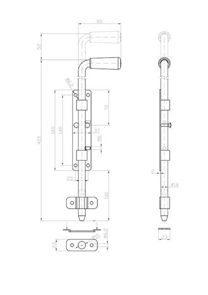 RYGIEL WĄSKI 420mm OCYNK 64.064