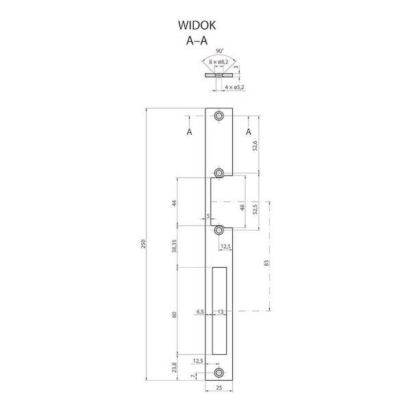 BLACHA ZACZEPU PŁASKA UNIWERSALNA 250x25MM OCYNK 