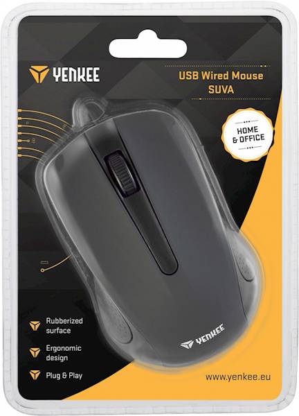 YENKEE Mysz przewodowa USB, 3 przyciski , gumowana