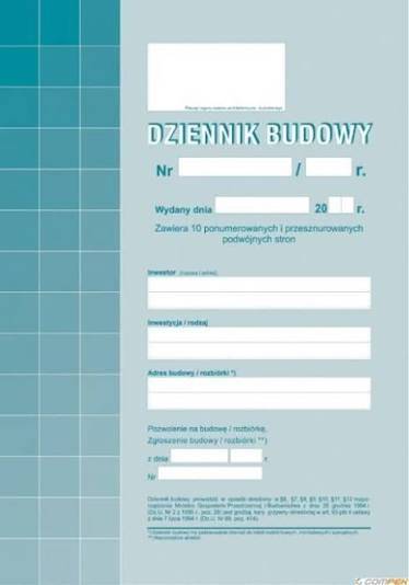 DRUK DZIENNIK BUDOWY A4/10 MIC