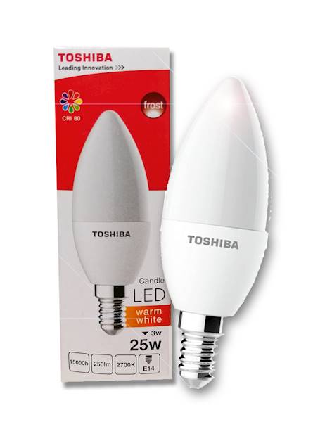 Zarówka LED TOSHIBA E14 3W Świeca 250lm. WW 