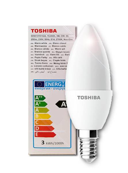 Zarówka LED TOSHIBA E14 3W Świeca 250lm. WW 