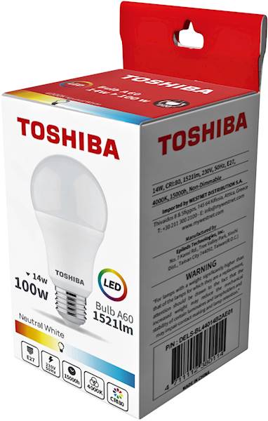 Zarówka LED TOSHIBA E27 A60 14W 1521lm. WW