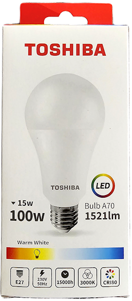 Zarówka LED TOSHIBA E27 A60 15W 1521lm. WW 