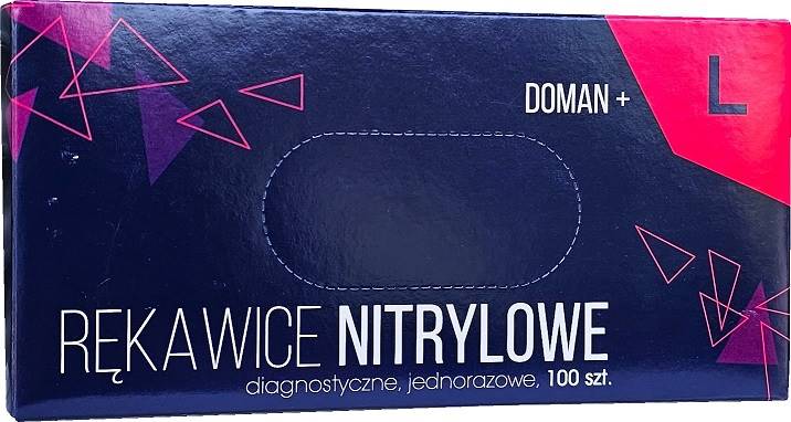 Rękawice DOMAN Nitrylowe L bezpudrowe A-100