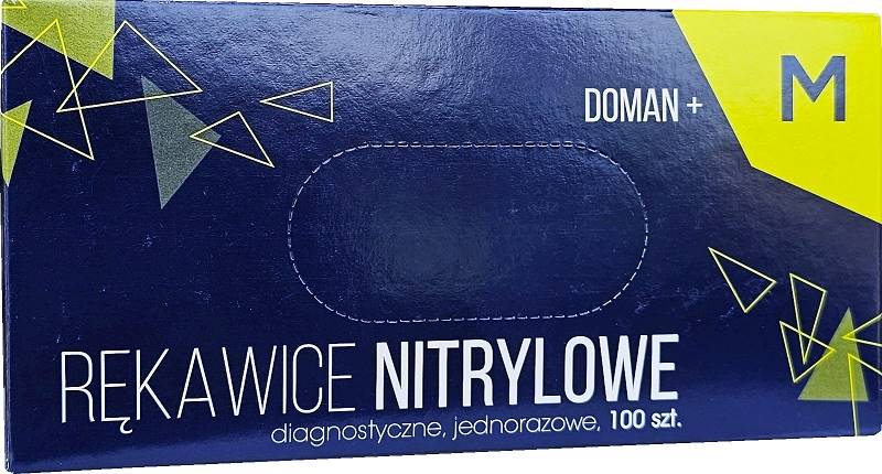 Rękawice DOMAN  Nitrylowe M bezpudrowe A-100