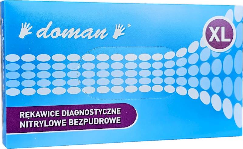 Rękawice DOMAN Nitrylowe XL bezpudrowe A-100