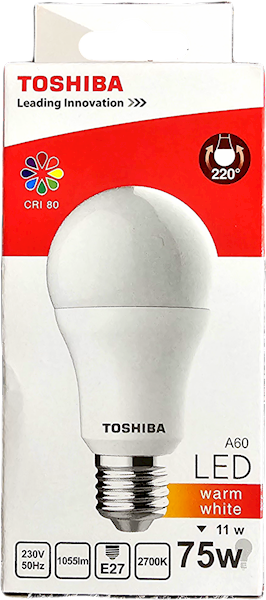 Zarówka LED TOSHIBA E27 A60 11W 1055lm. CW Zimna
