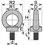 Oczko ze śrubą podobne do DIN580 nierdz. 6,0mm