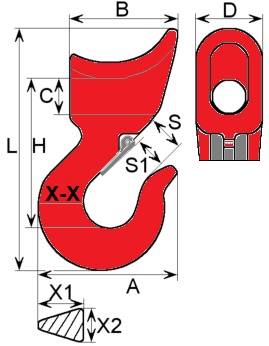Hak przesuwny EN1677-1 G80 5,00T