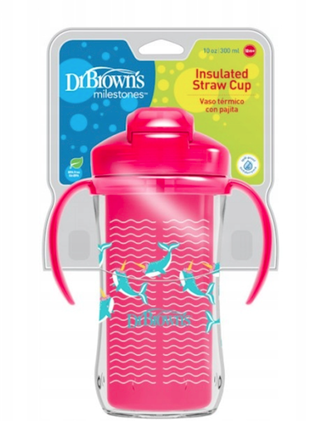 DR BROWNS KUBEK ZE SŁOMKĄ 300ML 12+ RÓŻ