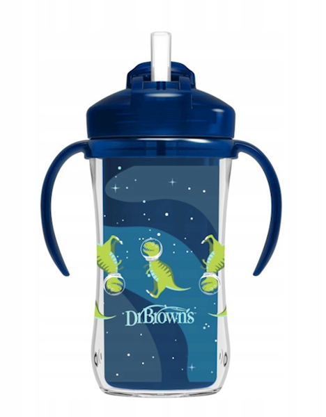 DR BROWNS KUBEK ZE SŁOMKĄ 300ML 12+ NIEBIESKI
