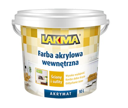 AKRYMAT FARBA AKRYLOWA WEWNĘTRZNA BIAŁA 10 L LAKMA