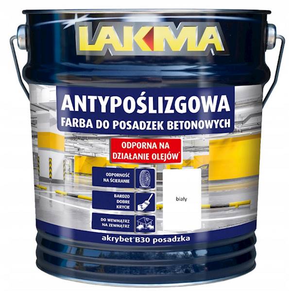 AKRYBET B-30 FARBA DO POSADZEK BETONOWYCH BIAŁA LAKMA  4 L