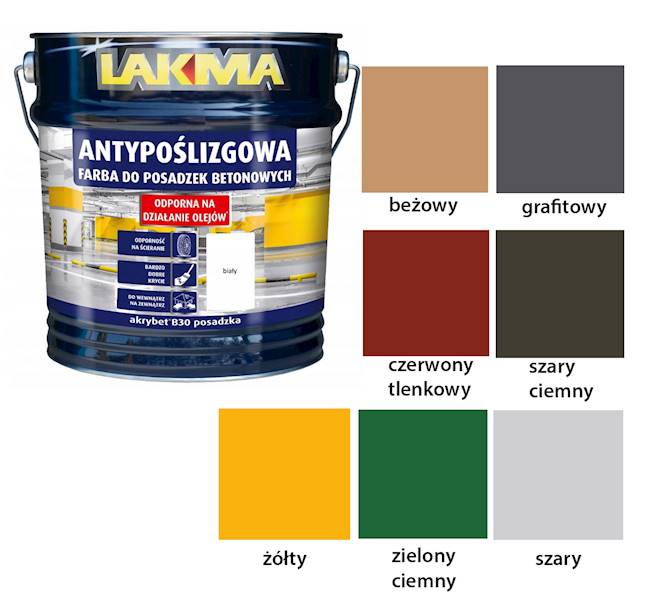 AKRYBET B-30 FARBA DO POSADZEK BETONOWYCH BIAŁA LAKMA  4 L
