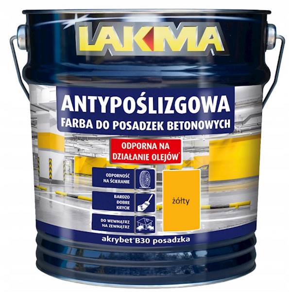 AKRYBET B-30 FARBA DO POSADZEK BETONOWYCH ŻÓŁTA LAKMA  4 L