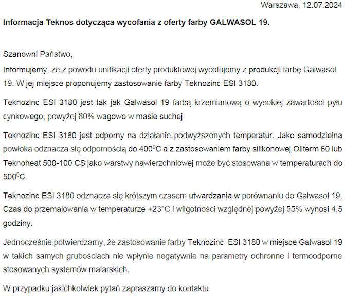 TEKNOZINC ESI 3180 ( zamiennik GALWASOL 19 ) 13,7L + 3,52L UTWARDZACZ (komplet) TEKNOS