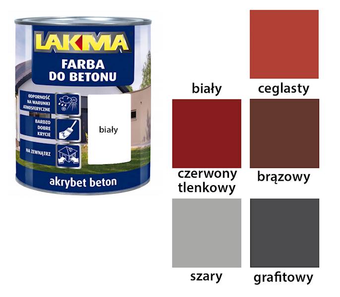 AKRYBET BETON LAKMA FARBA DO BETONU BIAŁA 0,8 L