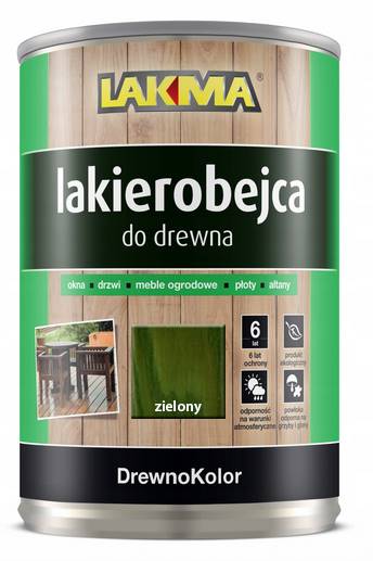 DREWNOKOLOR LAKIEROBEJCA ZIELONA POŁYSK 0,8 L LAKMA