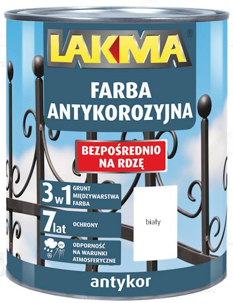 ANTYKOR LAKMA FARBA ANTYKOROZYJNA 3w1 BIAŁA 0,75 L