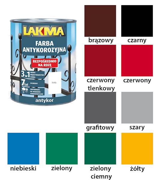 ANTYKOR LAKMA FARBA ANTYKOROZYJNA 3w1 BRĄZOWA 0,75 L