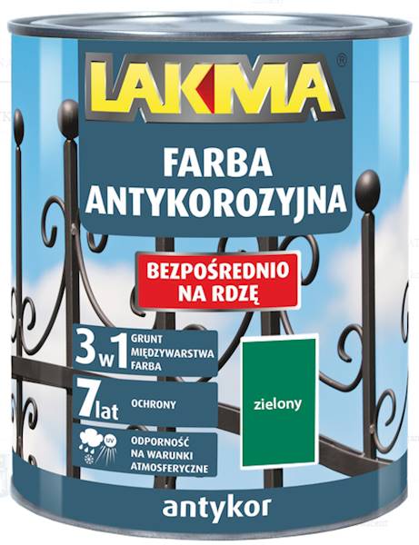 ANTYKOR LAKMA FARBA ANTYKOROZYJNA 3w1 ZIELONA 5 L