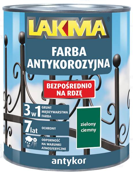 ANTYKOR LAKMA FARBA ANTYKOROZYJNA 3w1 ZIELONA CIEMNA 0,75 L