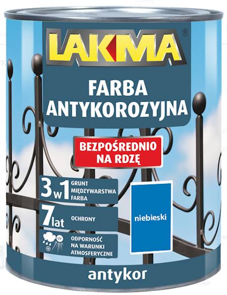 ANTYKOR LAKMA FARBA ANTYKOROZYJNA 3w1 NIEBIESKA 5 L