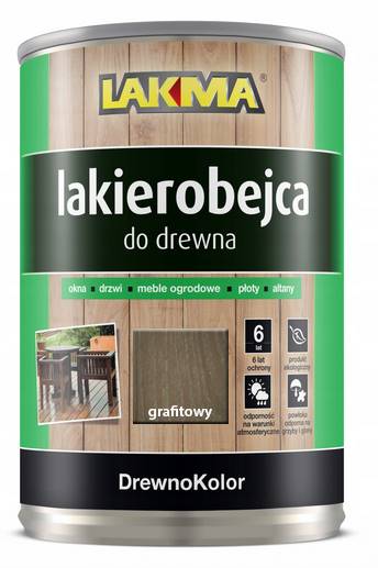 DREWNOKOLOR LAKIEROBEJCA GRAFIT POŁYSK 2,5 L LAKMA