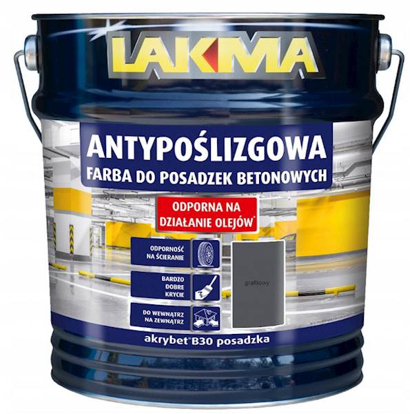 AKRYBET B-30 FARBA DO POSADZEK BETONOWYCH GRAFITOWA LAKMA  10 L