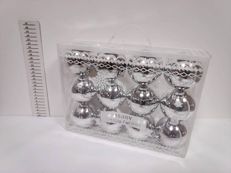 Bombki plastykowe 8cm S/12 Srebrne