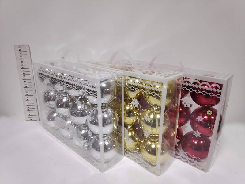 Bombki plastykowe 8cm S/12 Srebrne